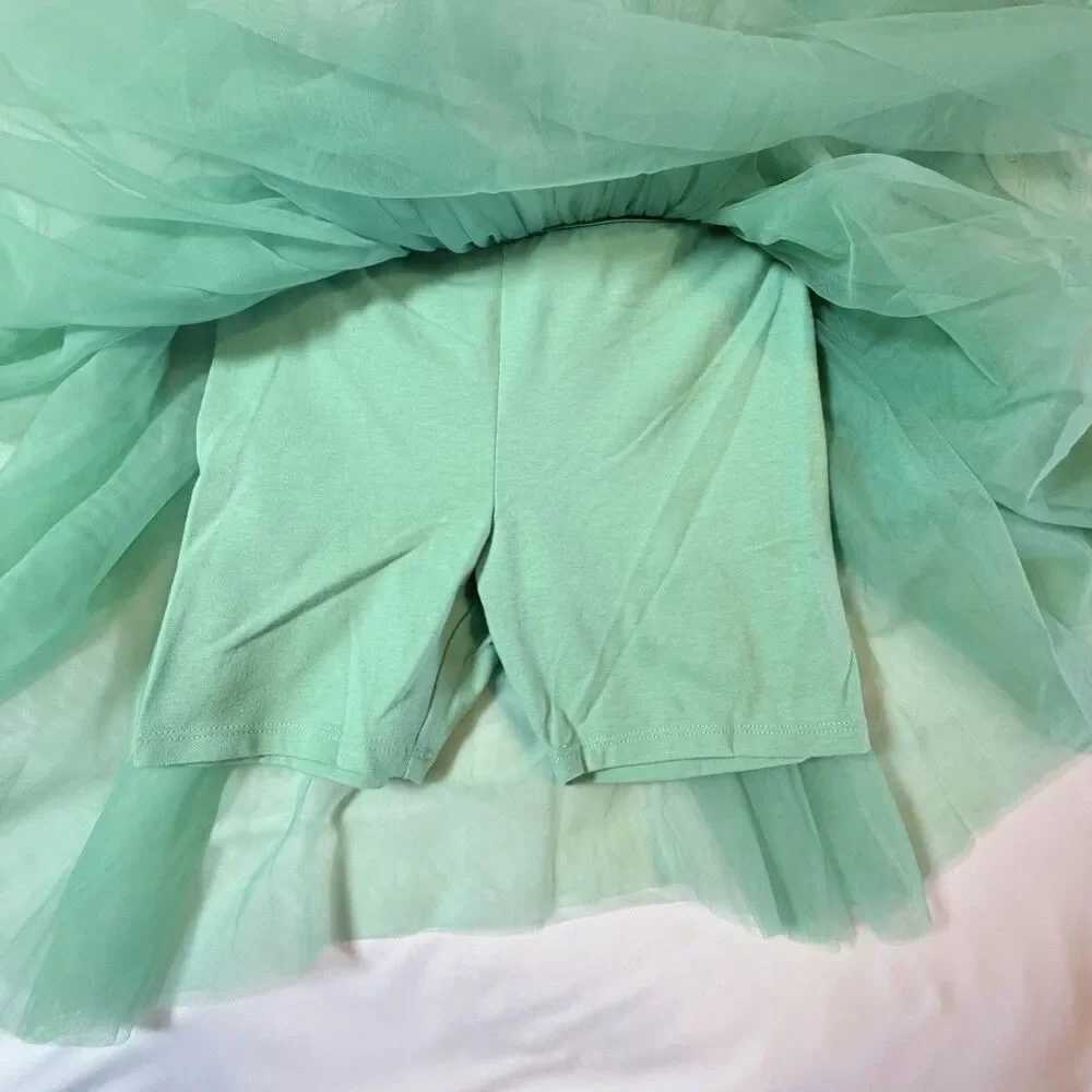 Wonder Nation Girls Green 2 Piece Set Tee & Fluffy Tutu Skirt Size 7 NWT